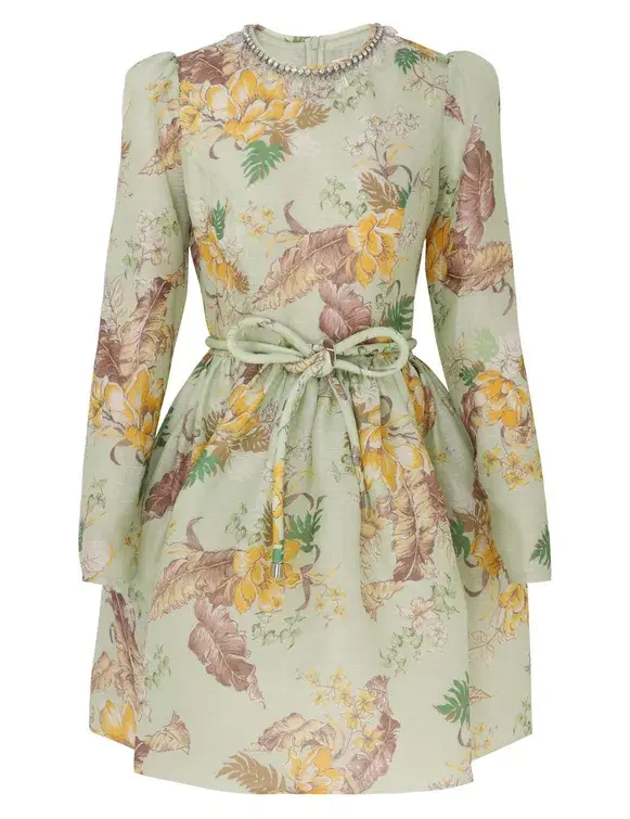 Zimmermann The Matchmaker Tulip Mini Dress in Mint Tropical Floral Size 0 / AU 8 - Image 2