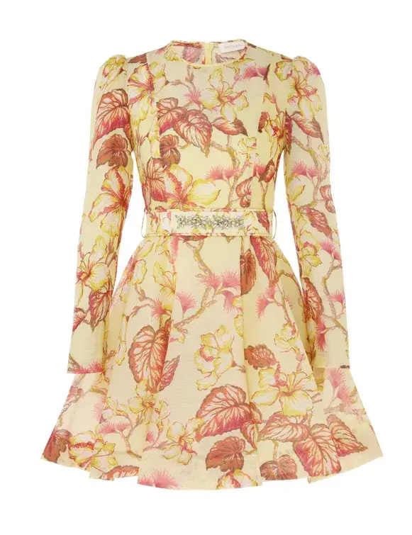 Zimmermann The Matchmaker Floral Mini Dress in Yellow Hibiscus Size 1/Au 10  - Image 3