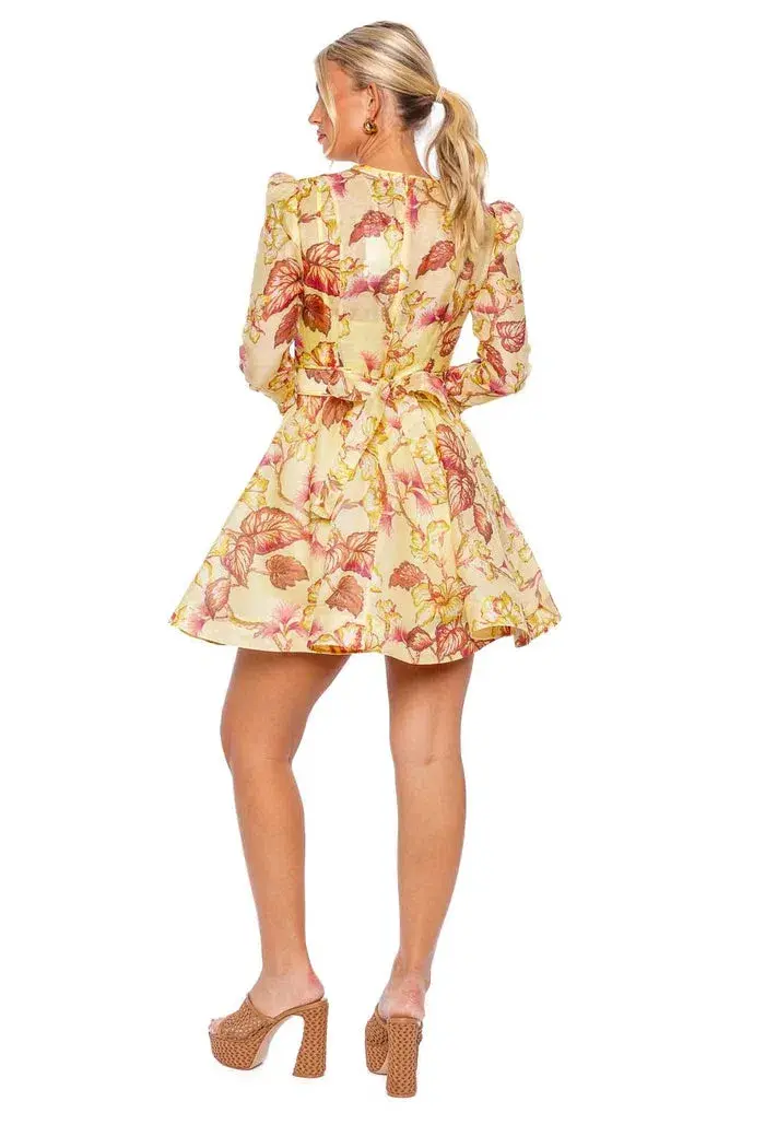 Zimmermann The Matchmaker Floral Mini Dress in Yellow Hibiscus Size 1/Au 10  - Image 2