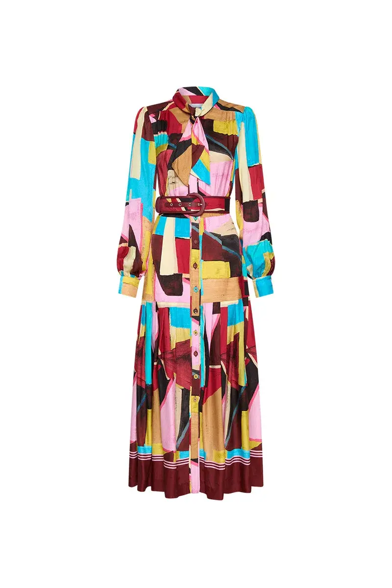 Rebecca Vallance Bastille Button Midi Dress Multi Size 12 for rent on The Volte - main image