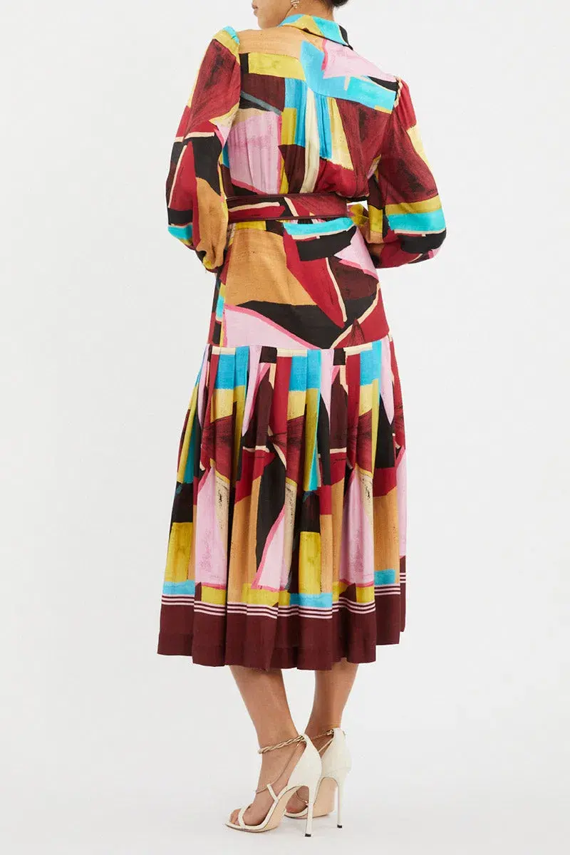 Rebecca Vallance Bastille Button Midi Dress Multi Size 12 - Image 2