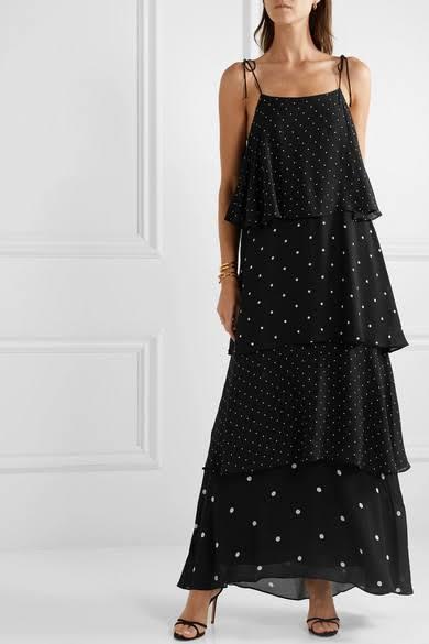 Anine Bing Polka Dot Tiered Dress Black Size 6 - Image 4