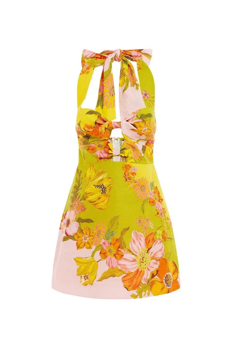 Alemais  Sillas Halter Mini Dress Floral Size 10 - Image 4