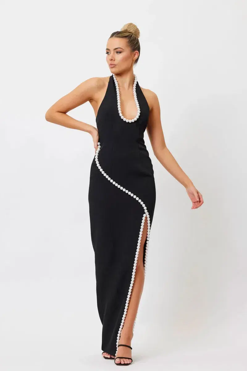 Bianca & Bridgett Laura Pearl Dress Black Size 6 for rent on The Volte - main image