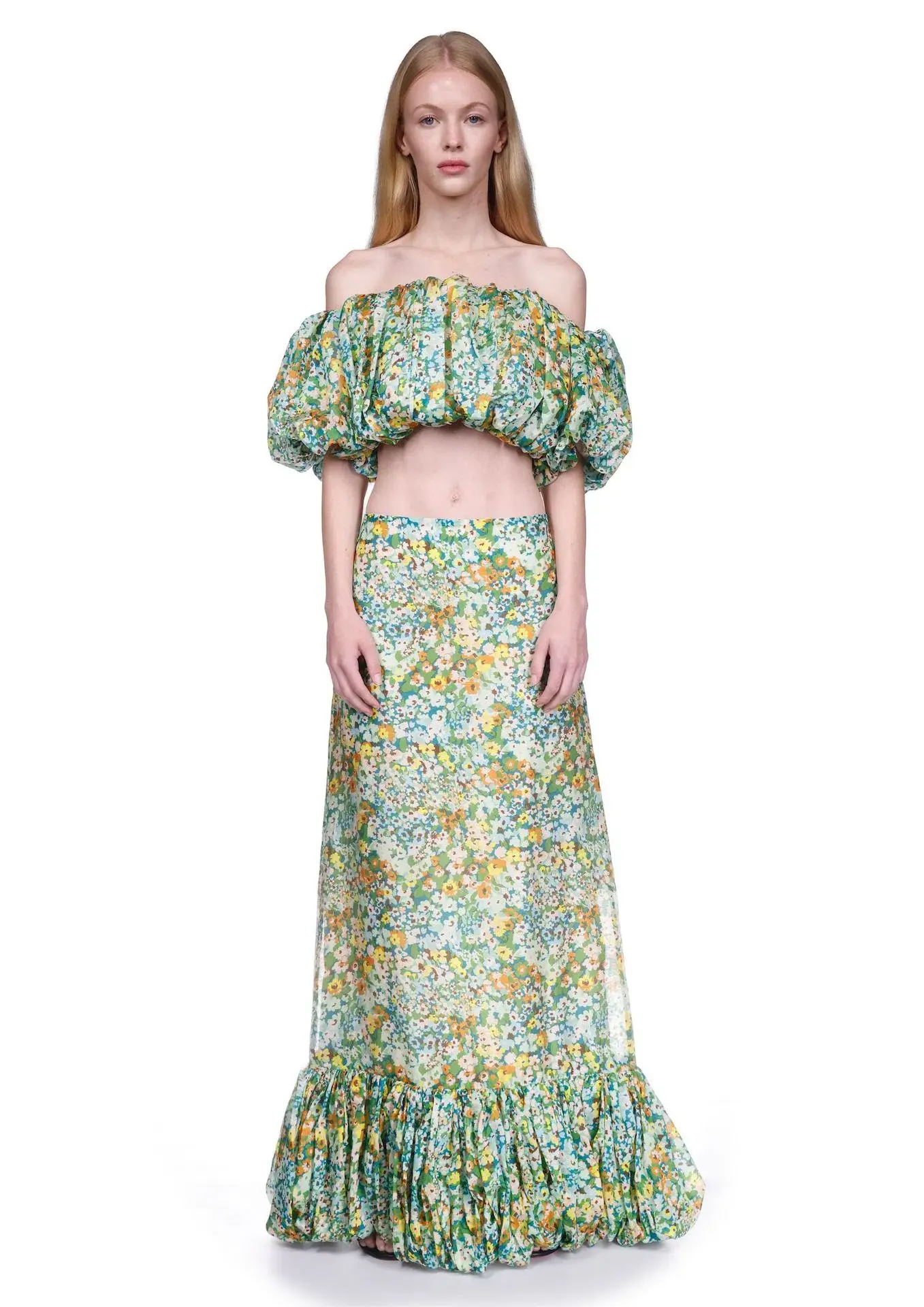 Alemais Francis Bubble Cropped Top and Maxi Skirt Set Floral Size 8 - Image 1