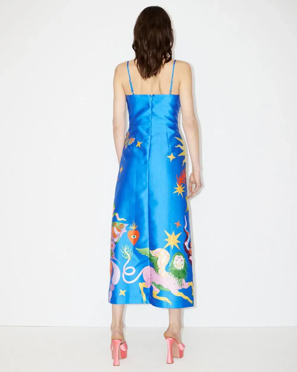 Alemais Guardian Midi Dress Blue Print Size 8 - Image 4