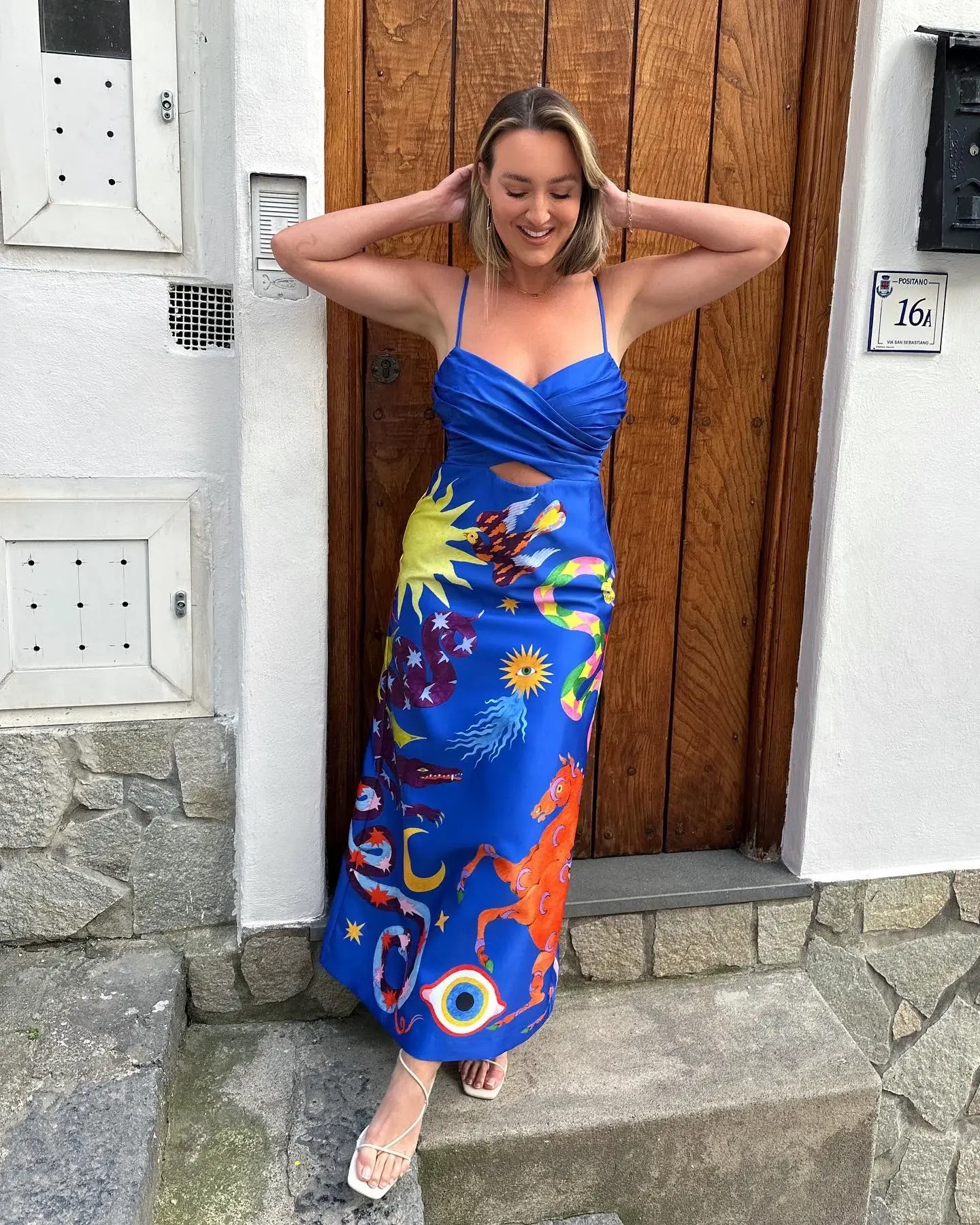 Alemais Guardian Midi Dress Blue Print Size 8 - Image 2