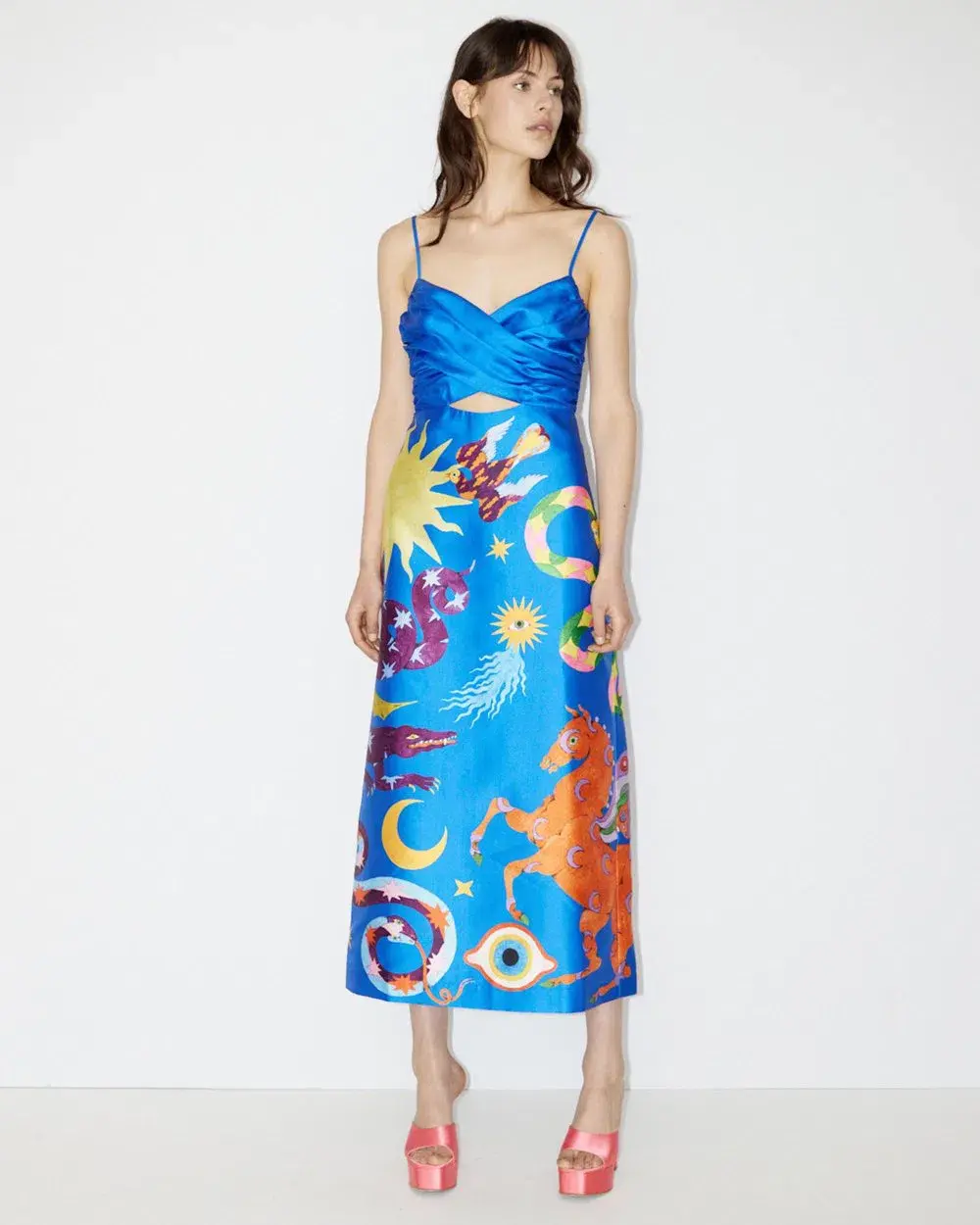 Alemais Guardian Midi Dress Blue Print Size 8 - Image 1