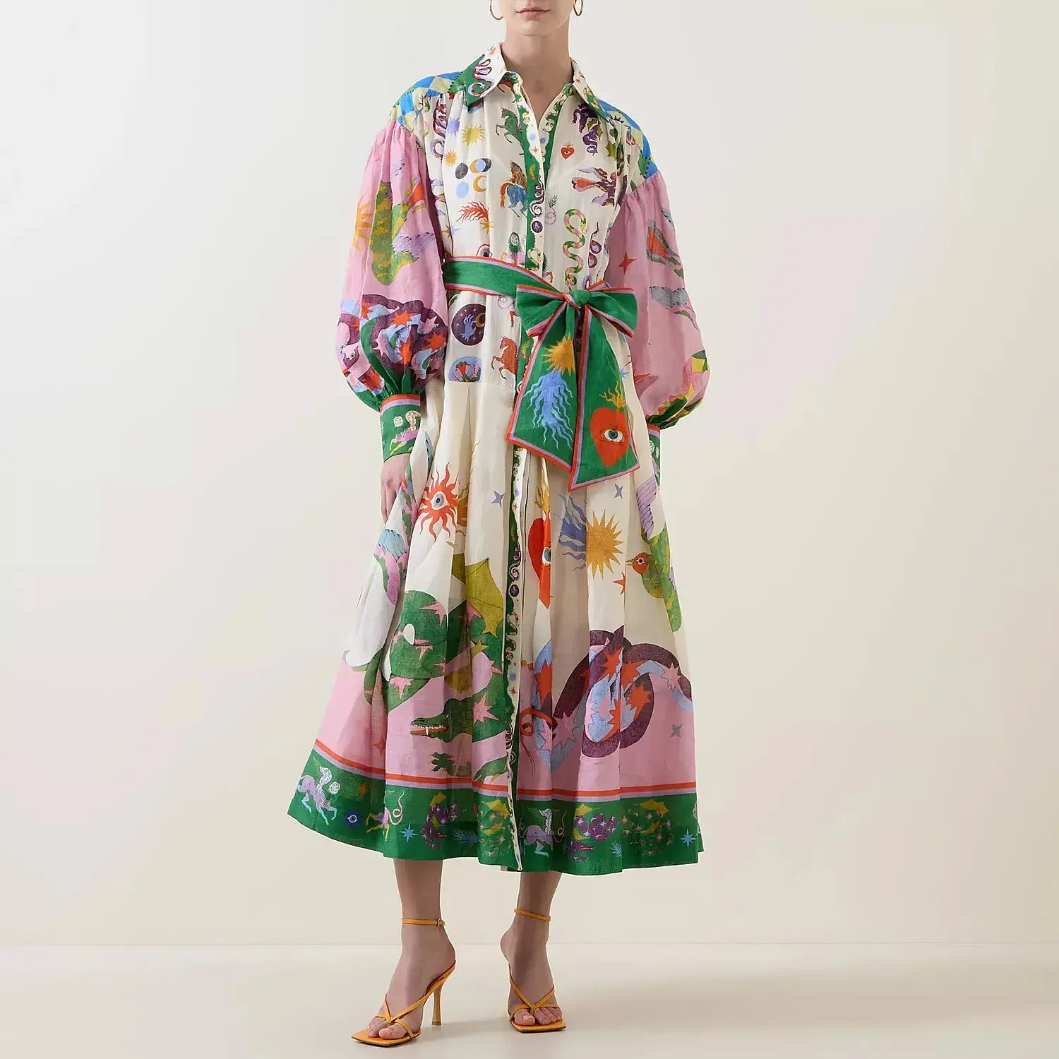 Alemais Seeker Shirt Dress Multi Print Size 6 - Image 2