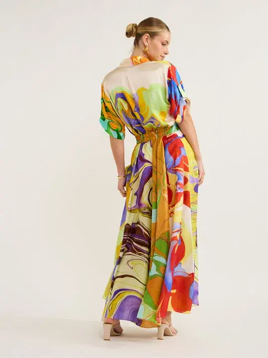Alemais Luca Silk Shirt And Skirt Set Multi Size 6/8 for rent on The Volte - main image