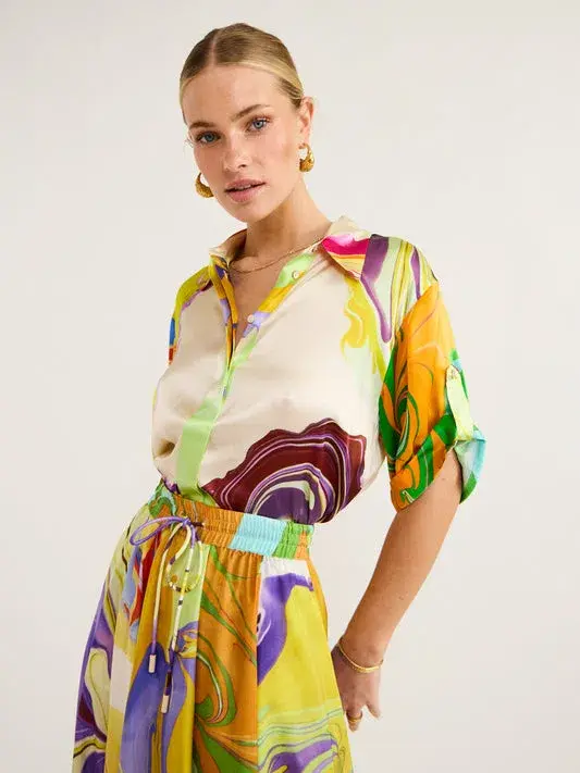 Alemais Luca Silk Shirt And Skirt Set Multi Size 6/8 - Image 2