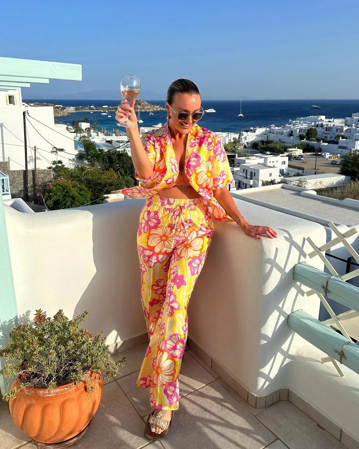 Alemais Fenella Silk-Twill Shirt and Pant Set Floral Size 8 - Image 2