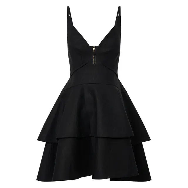 Oroton Tiered Bodice Dress Black Size 8 - Image 6
