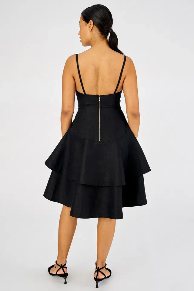 Oroton Tiered Bodice Dress Black Size 8 - Image 5