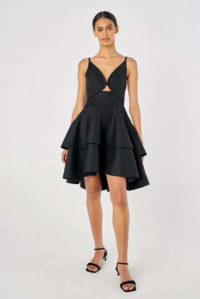 Oroton Tiered Bodice Dress Black Size 8 - Image 1
