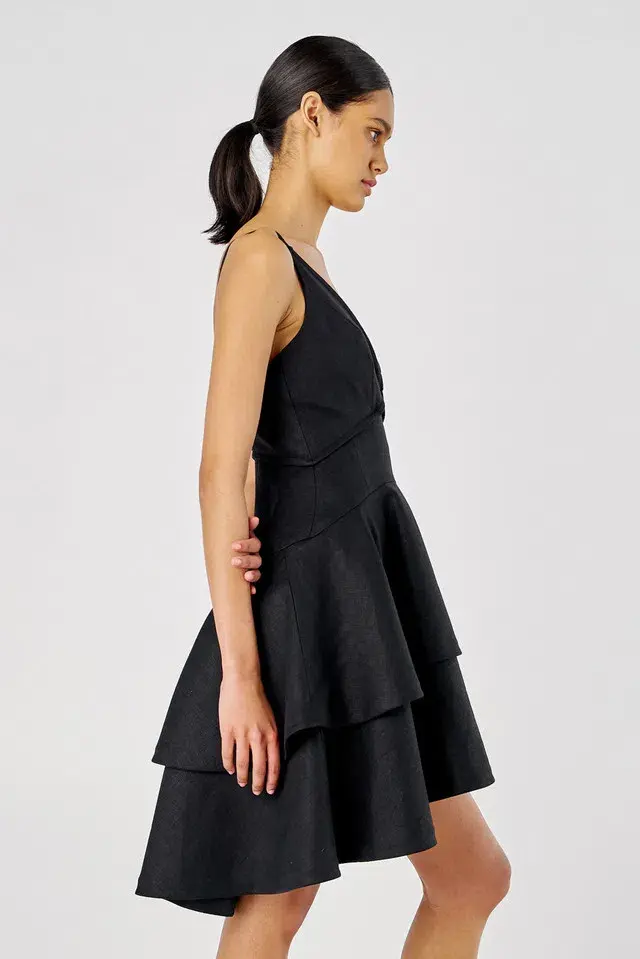 Oroton Tiered Bodice Dress Black Size 8 - Image 3
