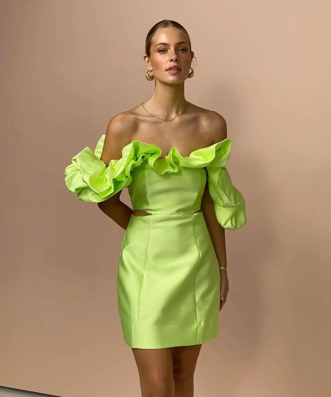 Alemais Suzi Off Shoulder Mini Dress Green Size 10 - Image 3