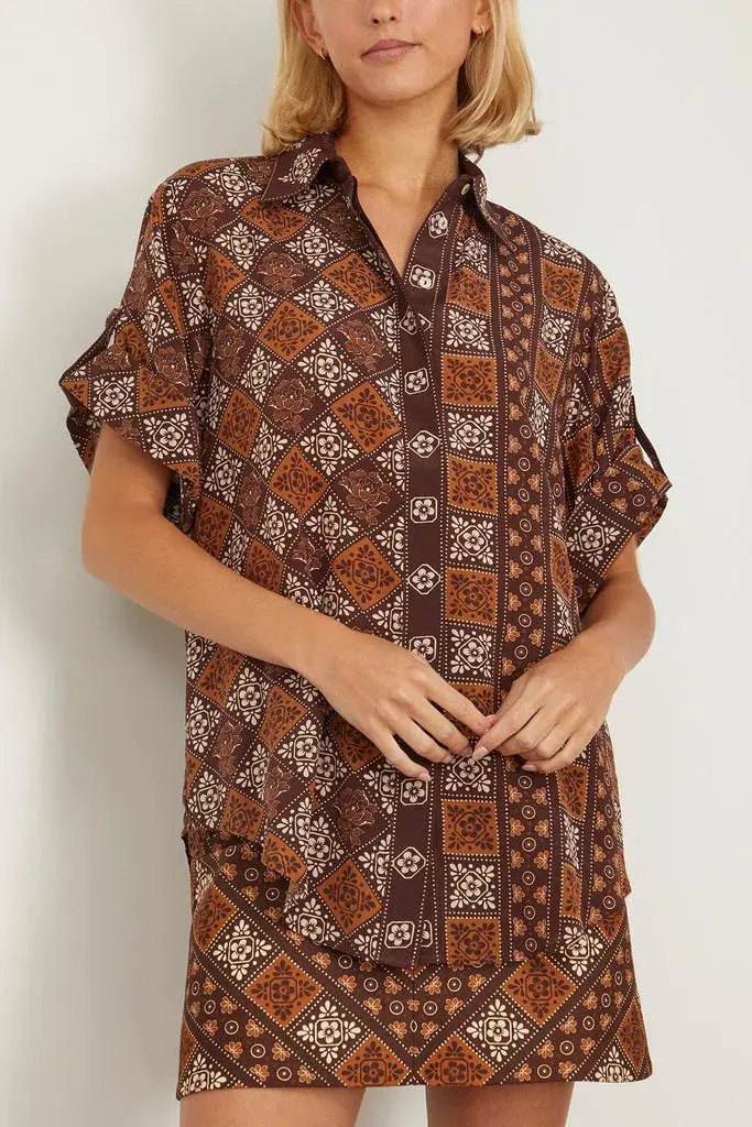 Alemais Carmella Shirt And Mini Skirt Set Brown/Print Size 8 - Image 5
