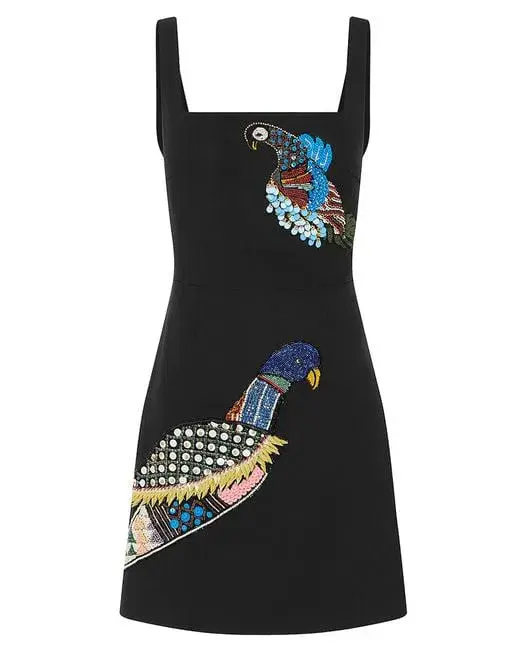 Alemais Rowena Beaded Cotton Linen Mini Dress Black Size 10  for rent on The Volte - main image