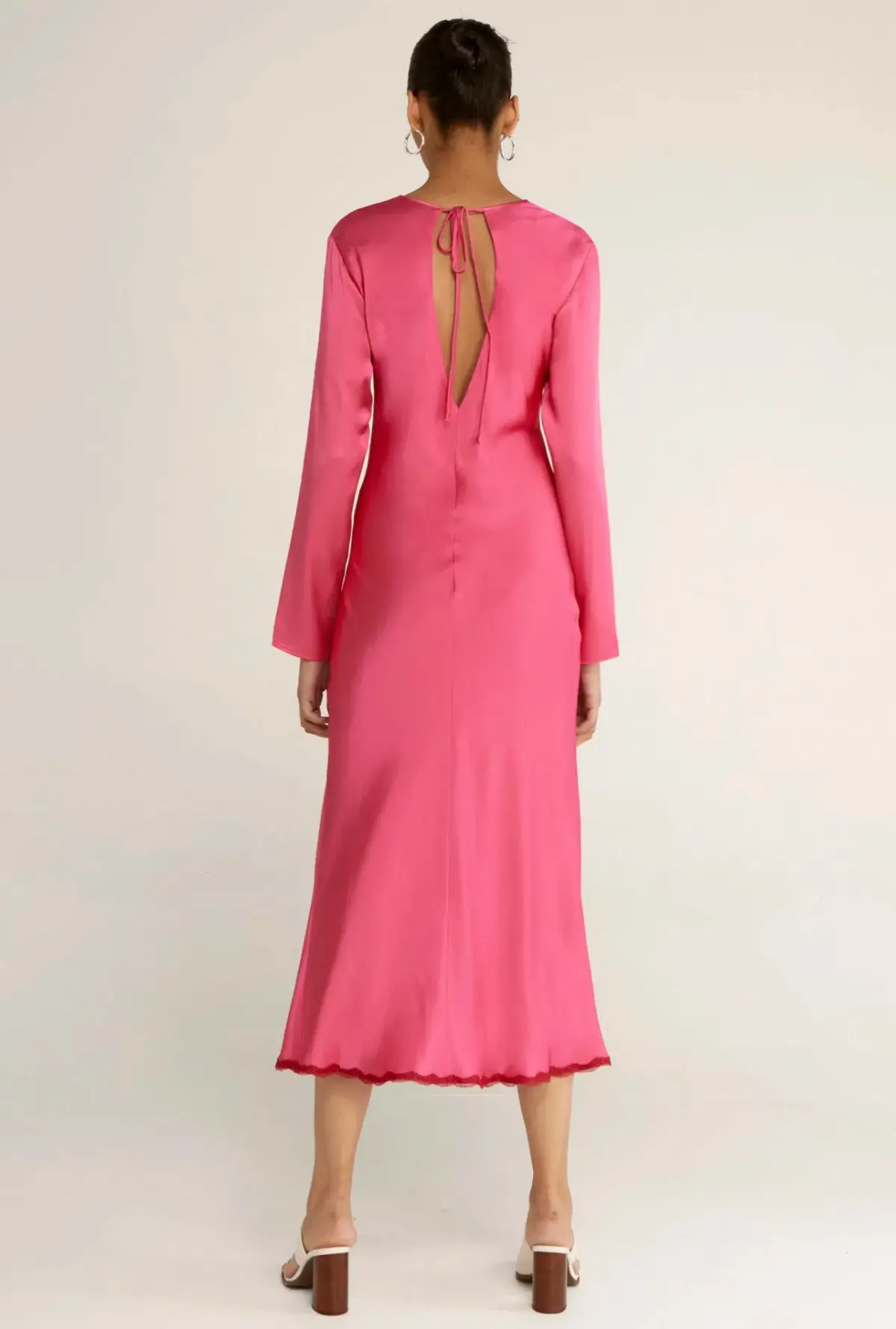 Third Form Last Dance Long Sleeve Bias Maxi Dress in Magenta Size 8 - Image 3
