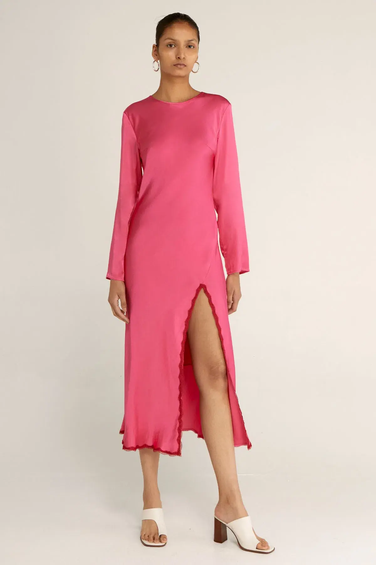 Third Form Last Dance Long Sleeve Bias Maxi Dress in Magenta Size 8 - Image 1