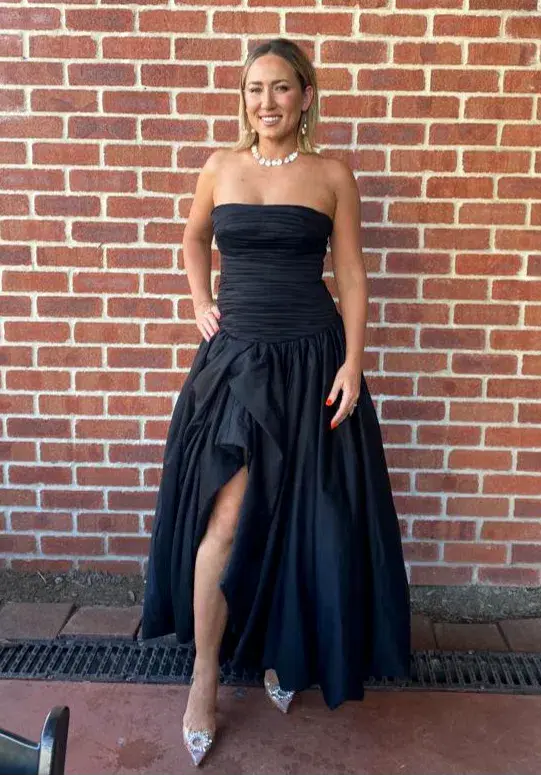 Aje Violetta Bubble Hem Maxi Dress Black Size 10 for rent on The Volte - main image