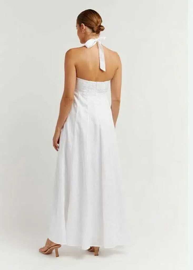 Dissh Alexis Linen Maxi Dress White Size 10 - Image 3