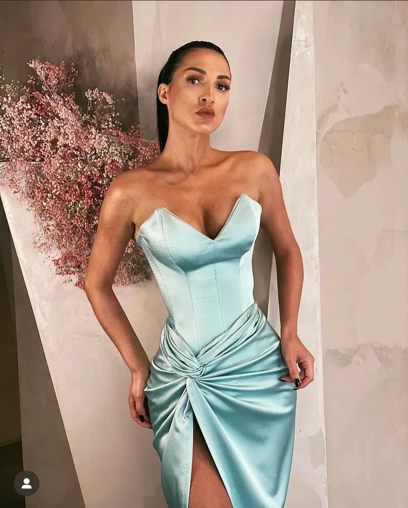 Lia Stublla Satin Strapless Corset Gown Mint Size S / AU 8   - Image 3