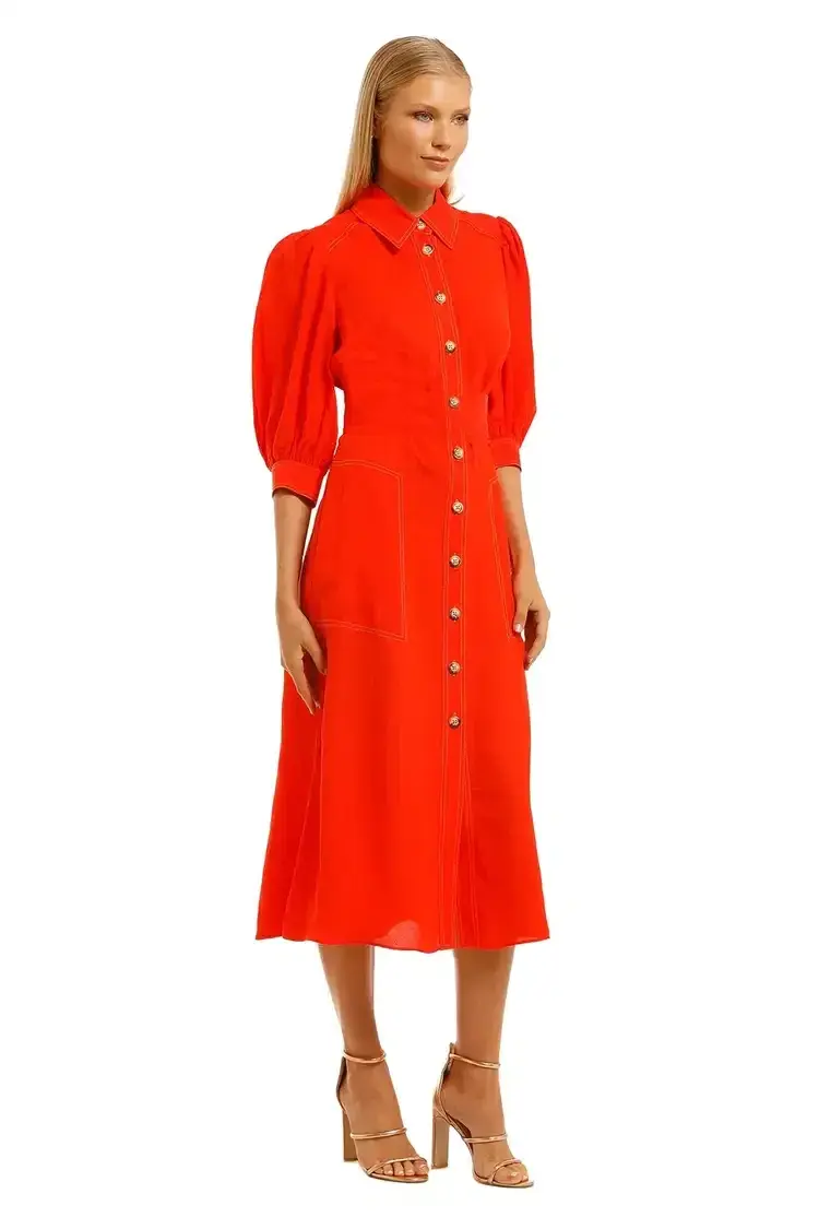 Ginger & Smart Memoir Shirt Dress in Tango Red Size 8 - Image 2