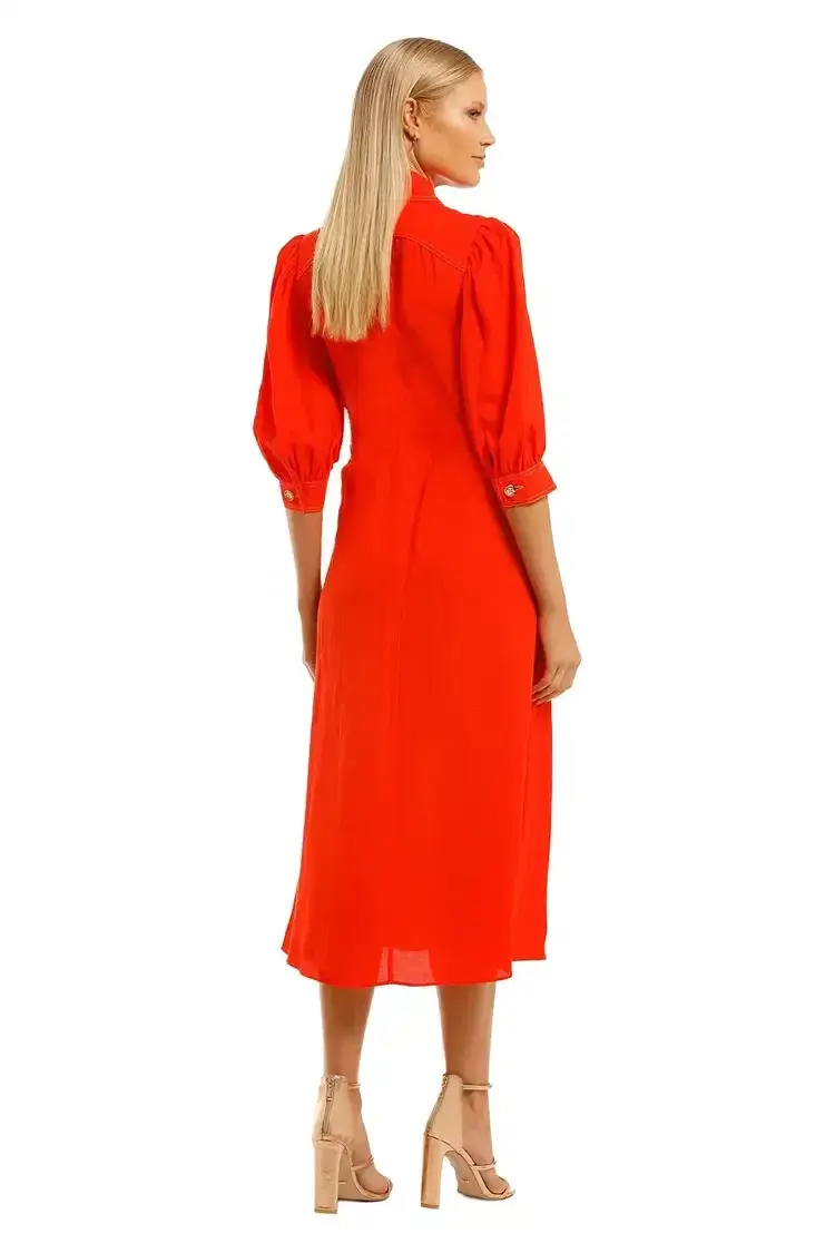 Ginger & Smart Memoir Shirt Dress in Tango Red Size 8 - Image 3