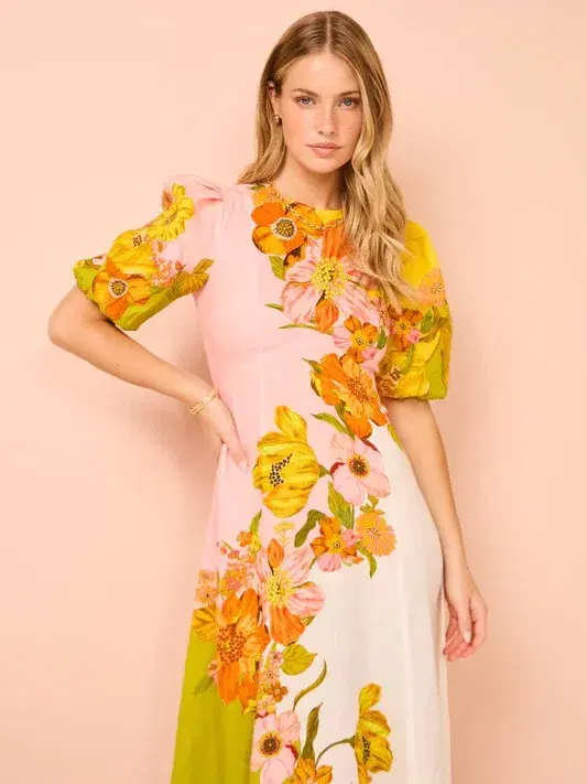 Alemais Silas Midi Dress In Multi Floral Size 14 - Image 2