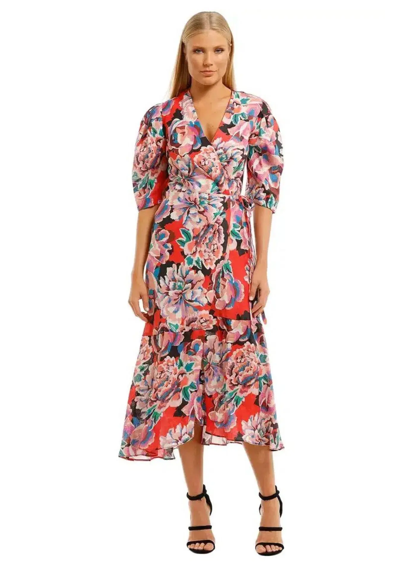 Ginger & Smart Flourish Wrap Midi Dress Floral Size 16 - Image 1