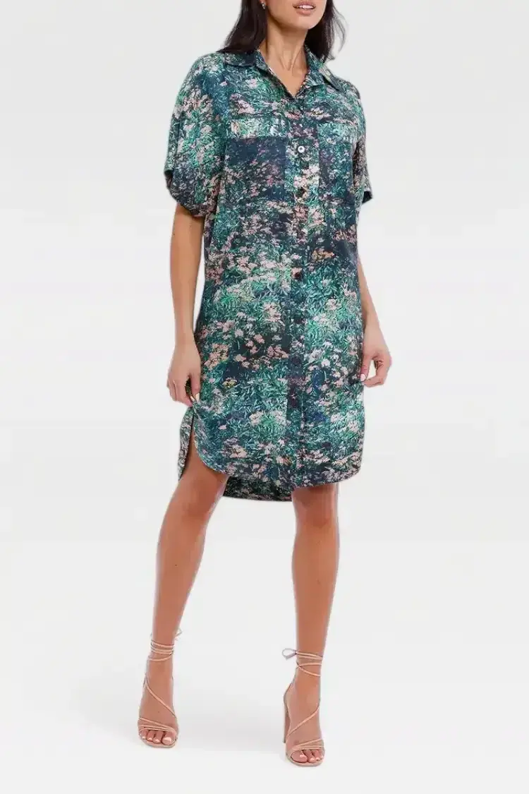 Ginger & Smart Night Grass Mini Shirt Dress Multi Size 12 - Image 1