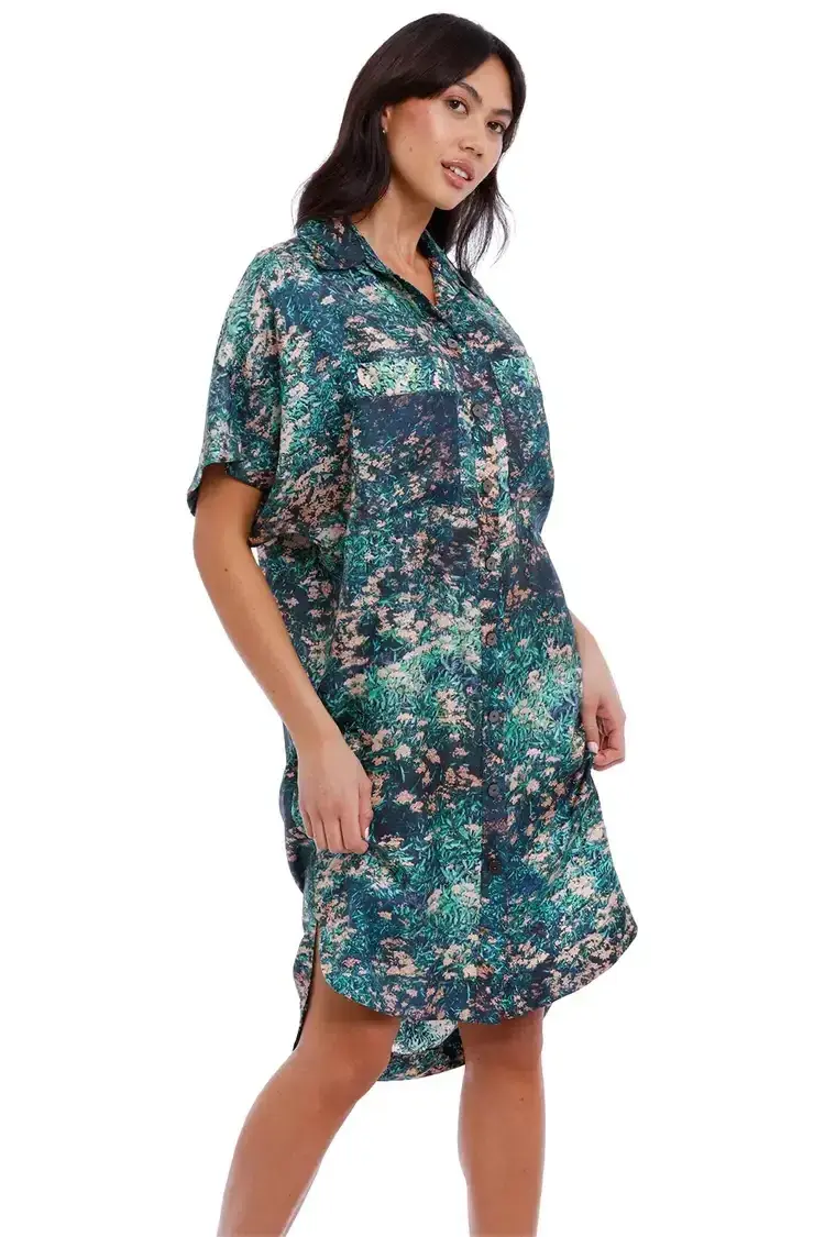 Ginger & Smart Night Grass Mini Shirt Dress Multi Size 12 - Image 4