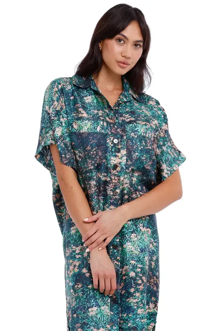 Ginger & Smart Night Grass Mini Shirt Dress Multi Size 14 - Image 4