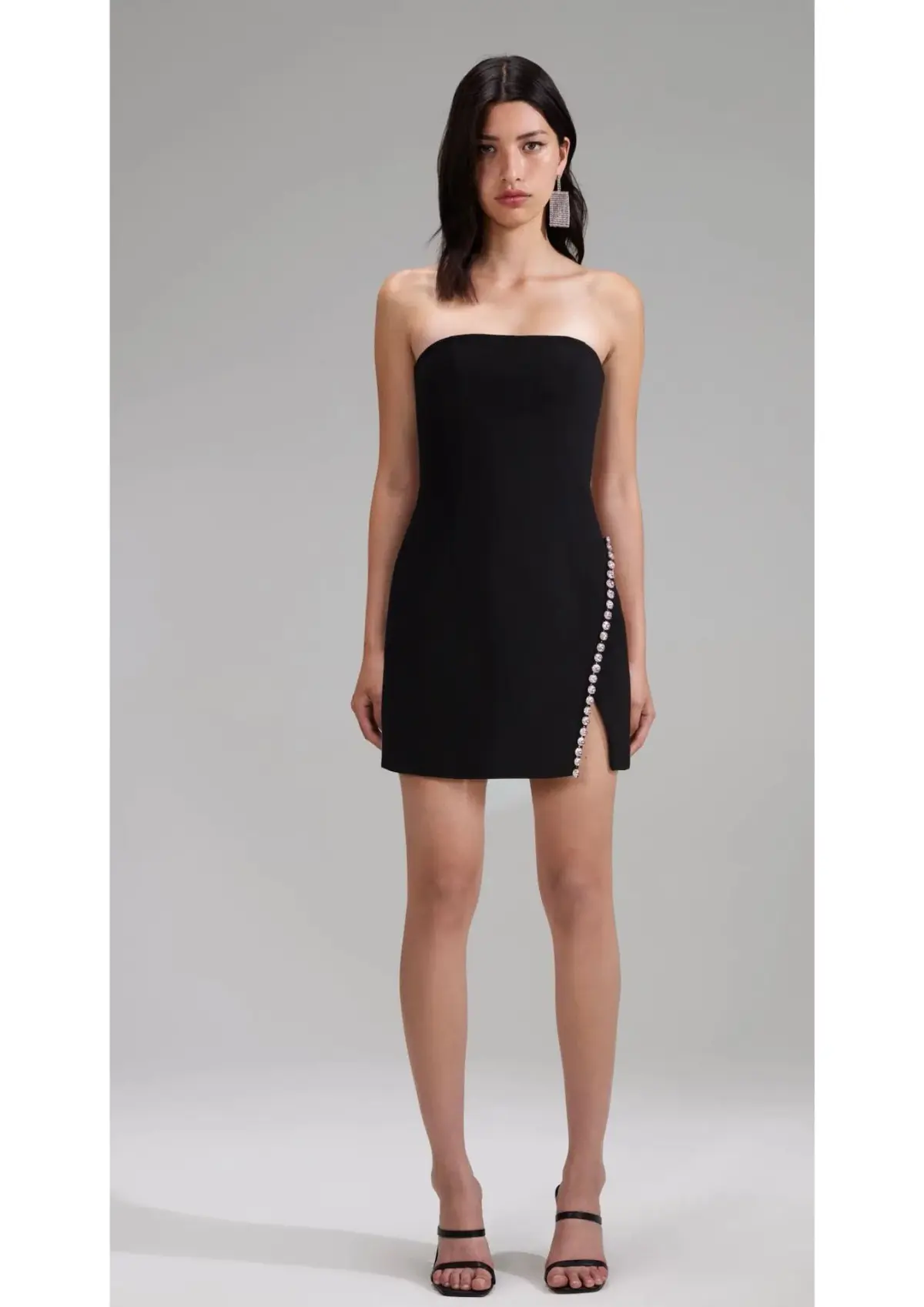 Self Portrait Feather Trimmed Crepe Mini Dress Black Size AU 8 - Image 2