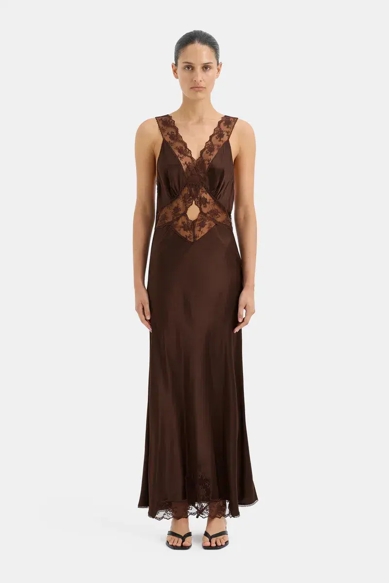 Sir the Label Aries Cut Out Gown Chocolate Brown Size 10/M for rent on The Volte - main image
