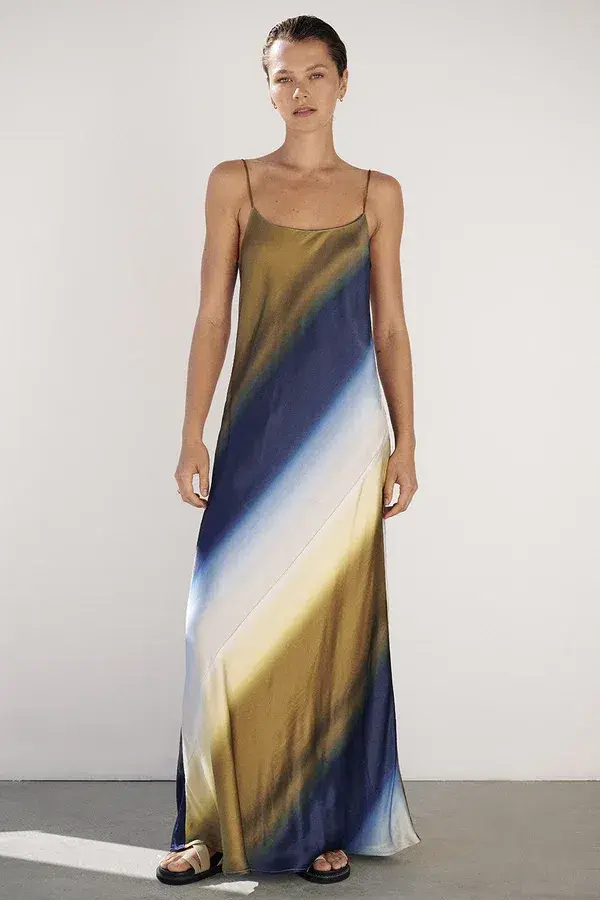 Dissh Denai Ombre Satin Maxi Dress Multi Size 10 - Image 3