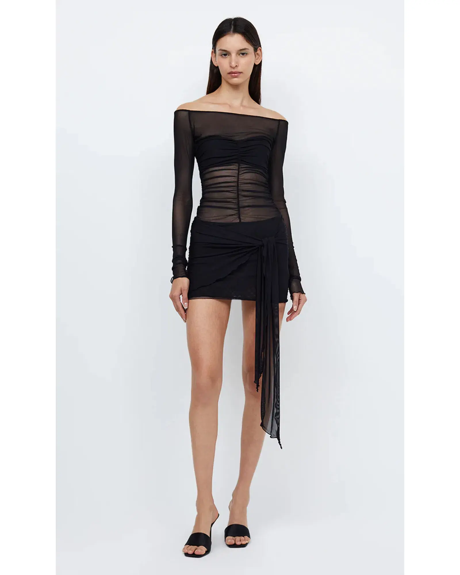 Bec & Bridge Marina Long Sleeve Mini Dress Black Size AU 8 - Image 1
