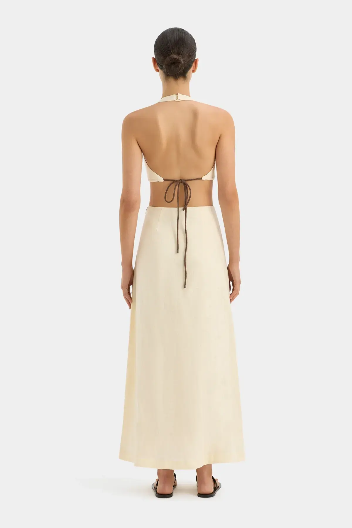 Sir The Label Josefina Corded Cut Out Dress Warm Ivory Size 0 /AU 6 - Image 2