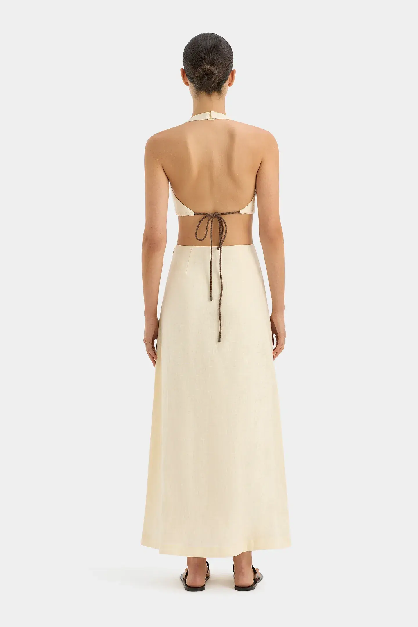 Sir The Label Josefina Corded Cut Out Dress Warm Ivory Size 0 /AU 6 - Image 2