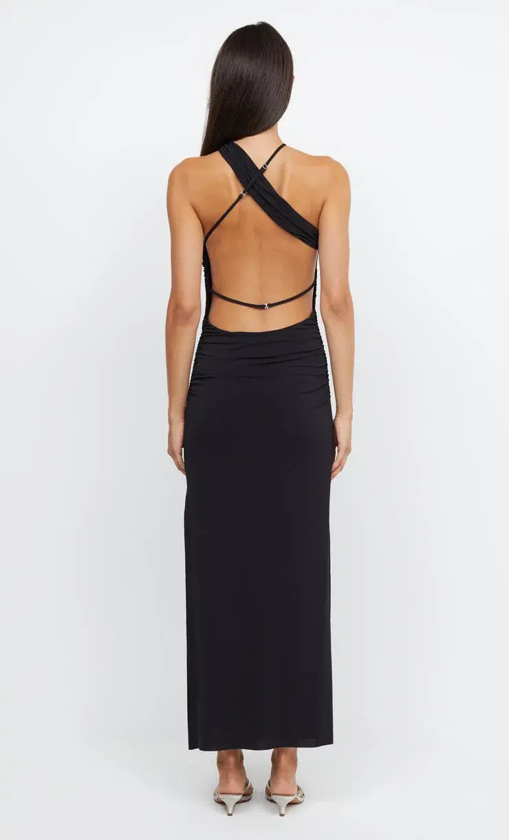 Bec & Bridge Montana Cross Over Asymmetrical Backless Dress in Black Size 6 for rent on The Volte - main image
