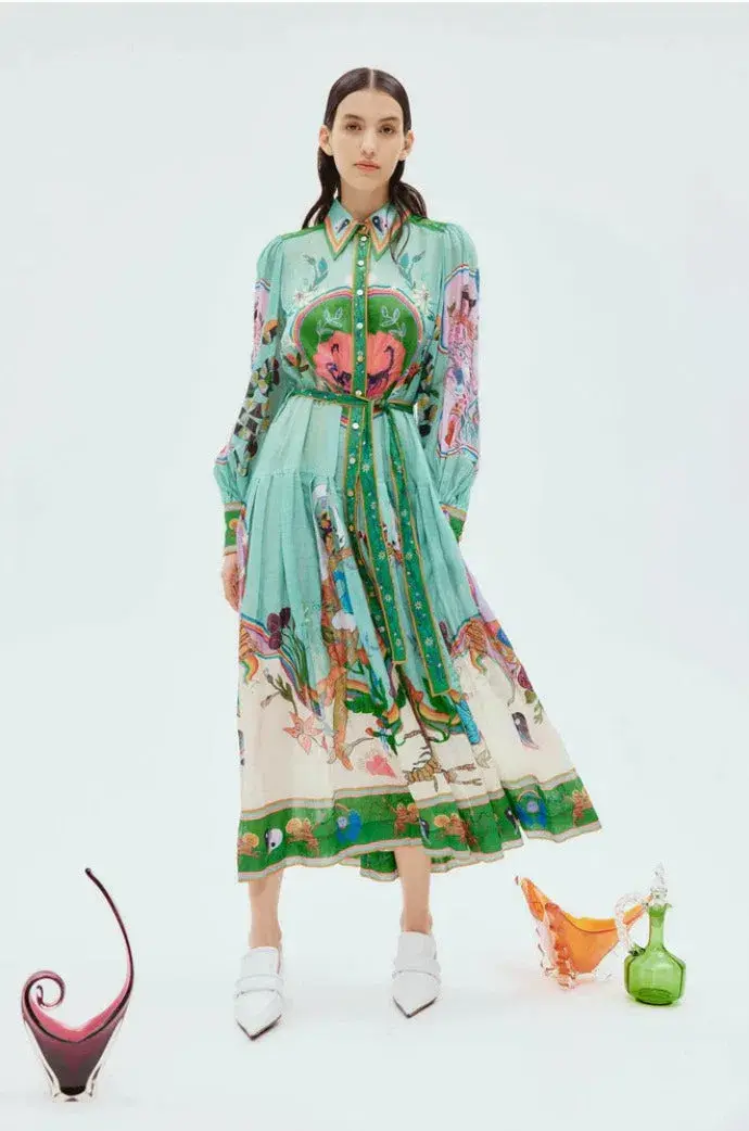 Alemais Evergreen Shirtdress Multi Size 10 - Image 1