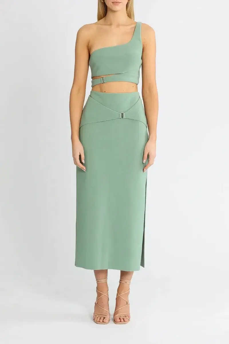 Bec and Bridge Ivy Crop and Skirt Set Green Size 10 - Image 2