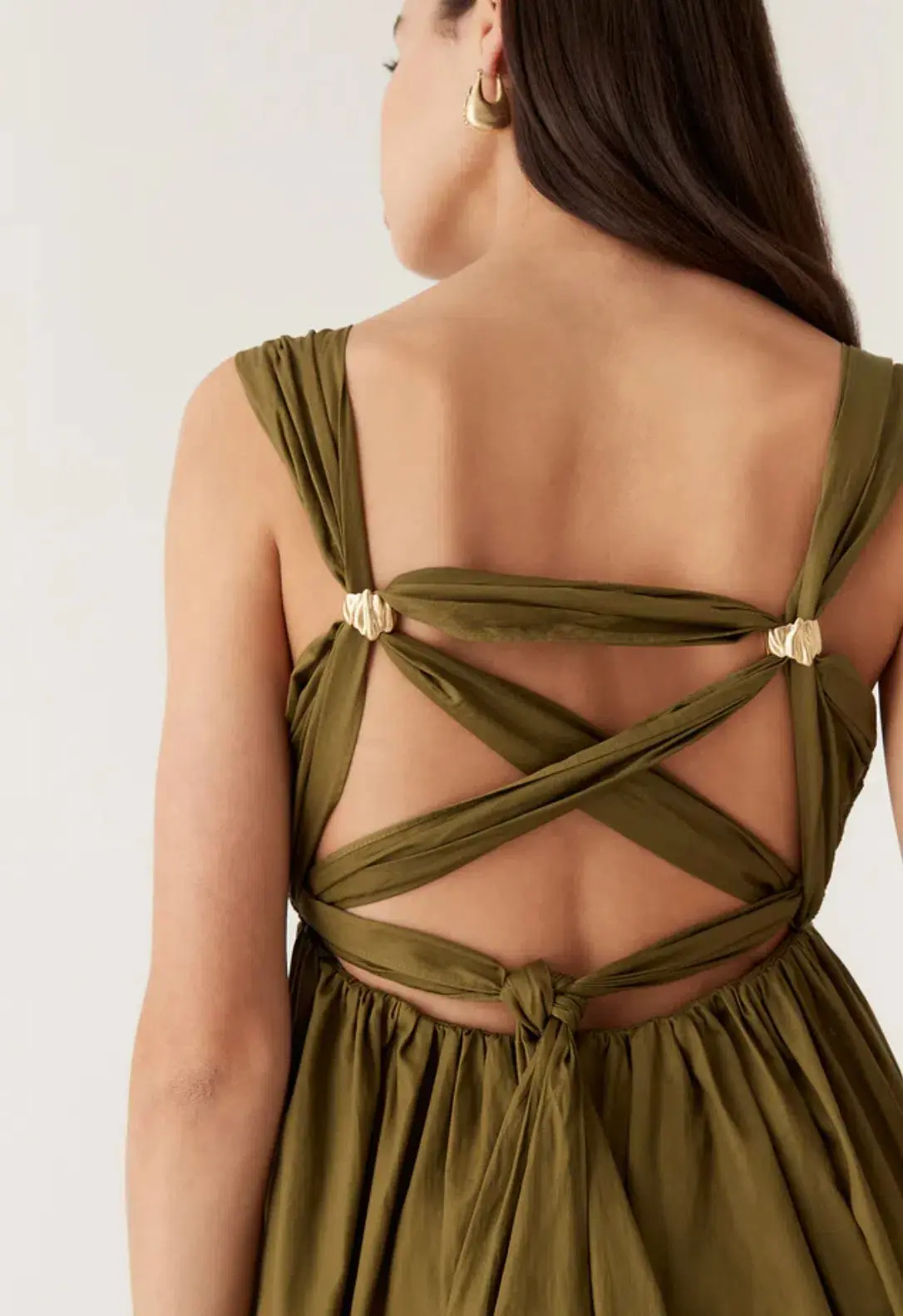Aje Nova Tie Back Midi Dress Green Size 14 - Image 2