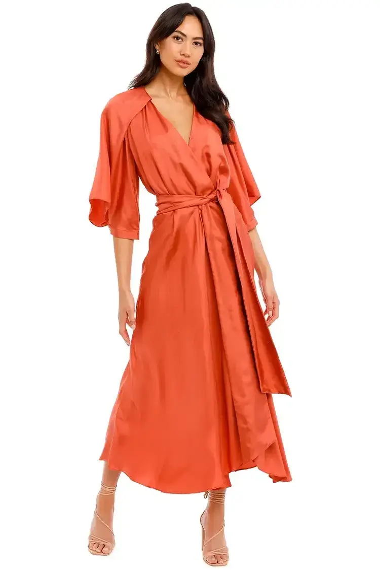 Ginger and Smart Blush Wrap Dress in Sunset Pink Size 16 - Image 1