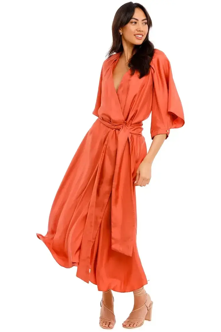 Ginger and Smart Blush Wrap Dress in Sunset Pink Size 16 - Image 3