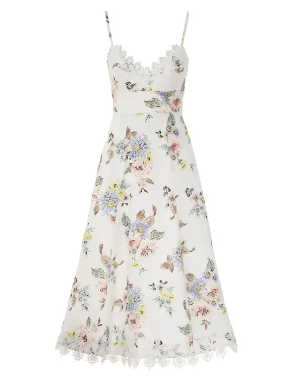 Zimmermann Appliqué Picnic Dress Blue Floral Size 8  for rent on The Volte - main image