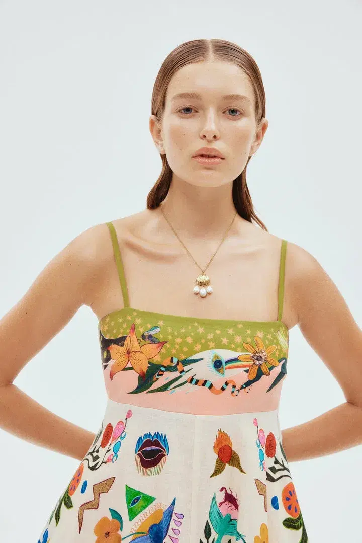 Alemais Evergreen Sundress Multi Print Size 12 for rent on The Volte - main image