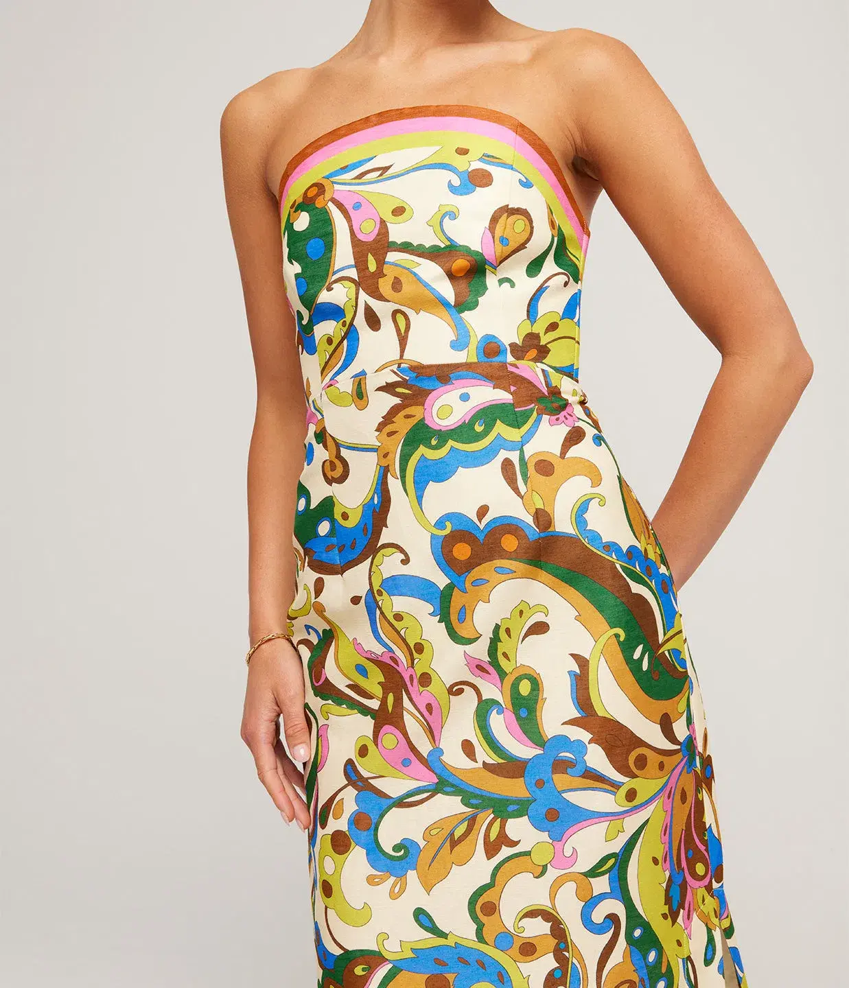 Alemais Ozma Bodice Dress Cream Multi Size 10 - Image 2